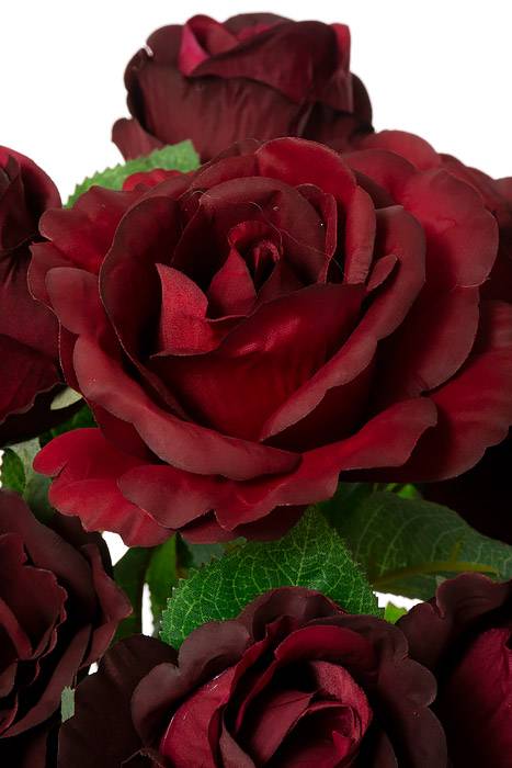19" Silk Rose Bud Bush Burgundy - Image 2