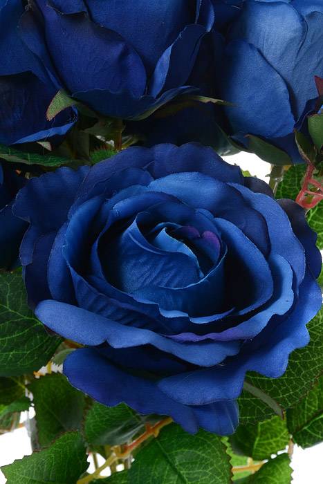 19" Silk Rose Bud Bush Royal Blue - Image 2
