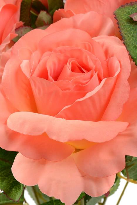 19" Silk Rose Bud Bush Peach - Image 2