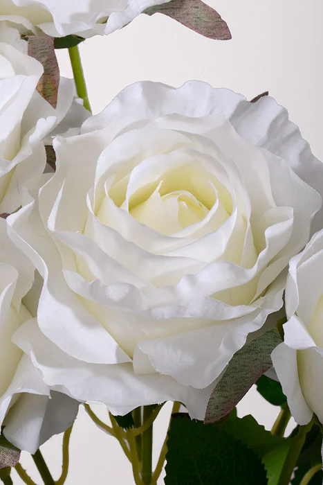 19" Silk Rose Bush White - Image 2