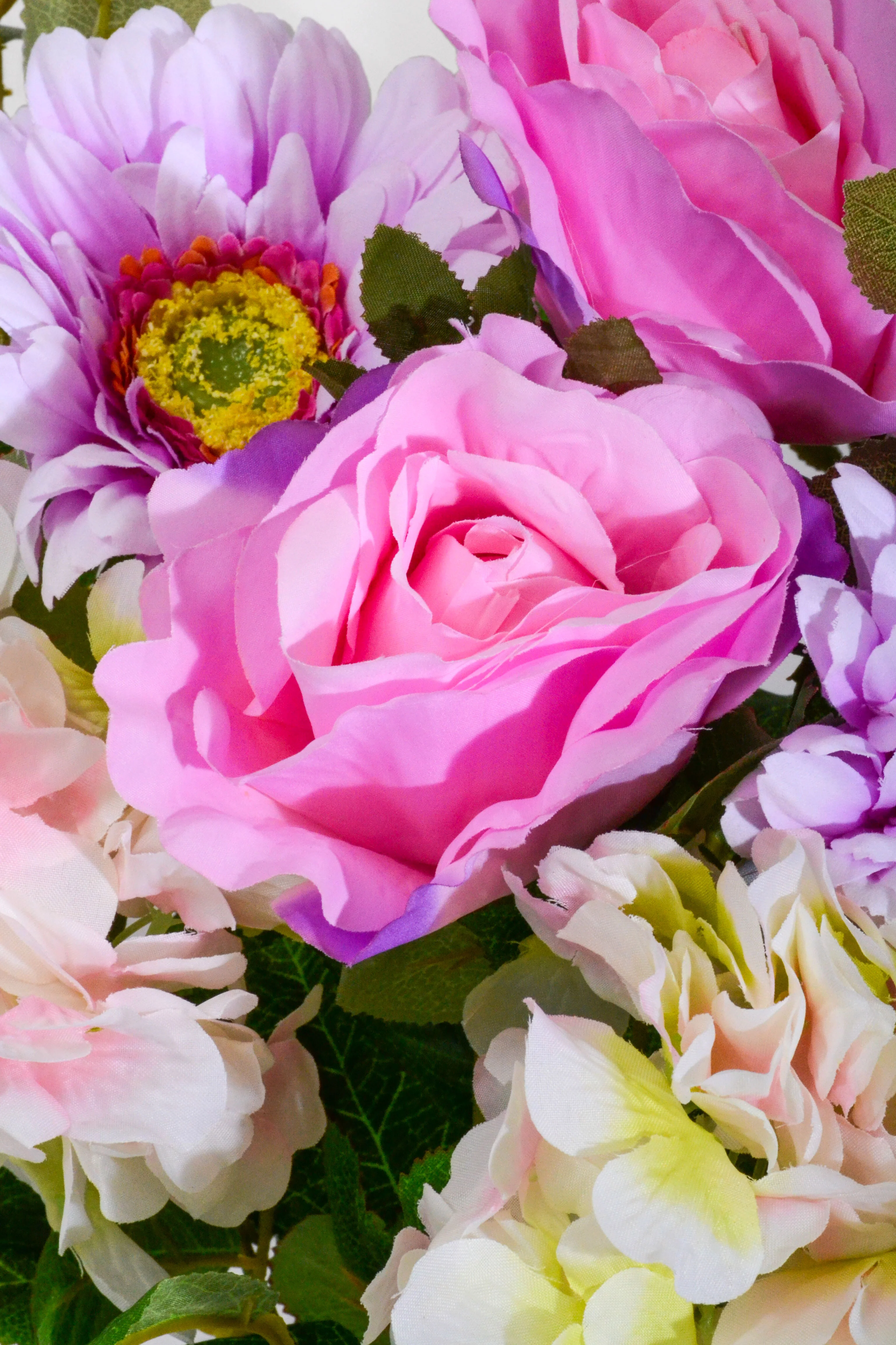 19'' Silk Rose Gerber Hydrangea Bush Lavender - Image 2