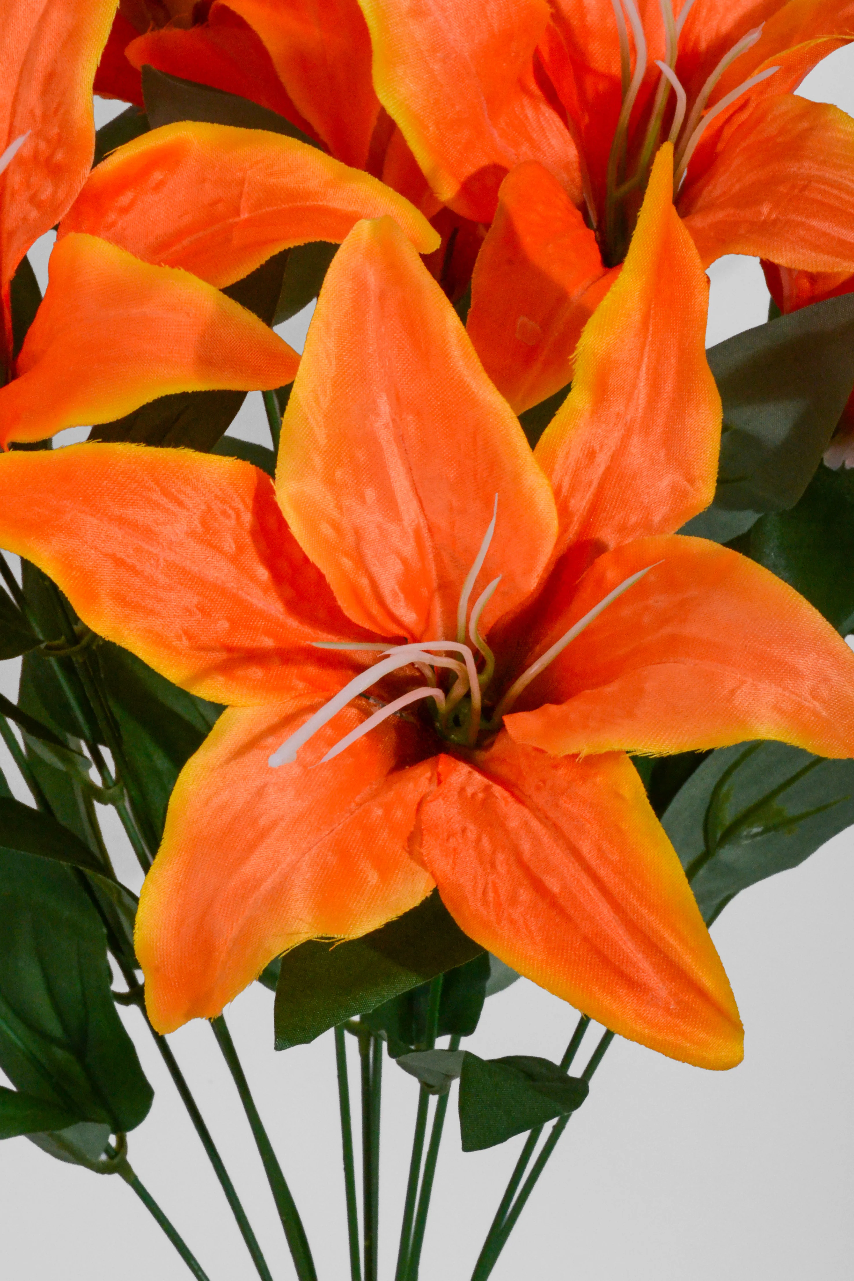 19" Silk Tiger Lily Bush Orange - Image 2