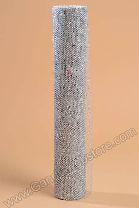 19" X 10yds Metallic Mesh W/glitter Silver - Image 2