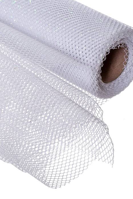 19" X 10yds Metallic Mesh W/glitter White - Image 2