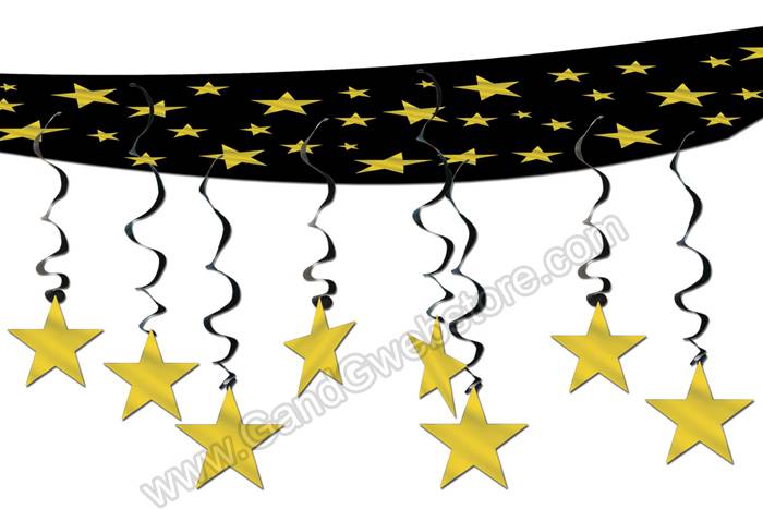 1ft X 12ft Stars Ceiling Decor Gold/black - Image 2