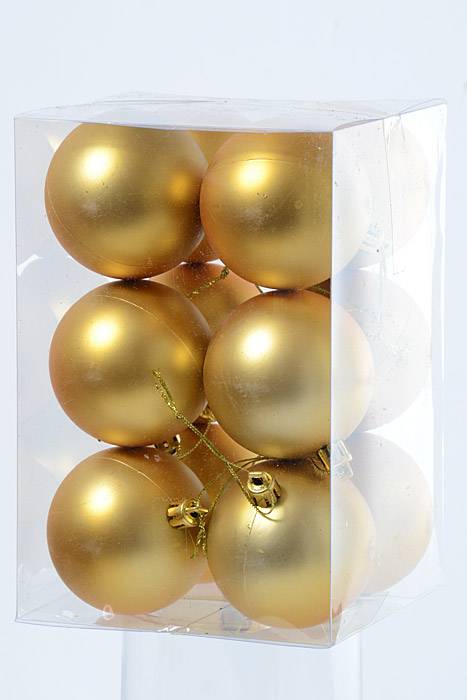 2.25" Matt Plastic Ball Gold Pkg/12 - Image 2