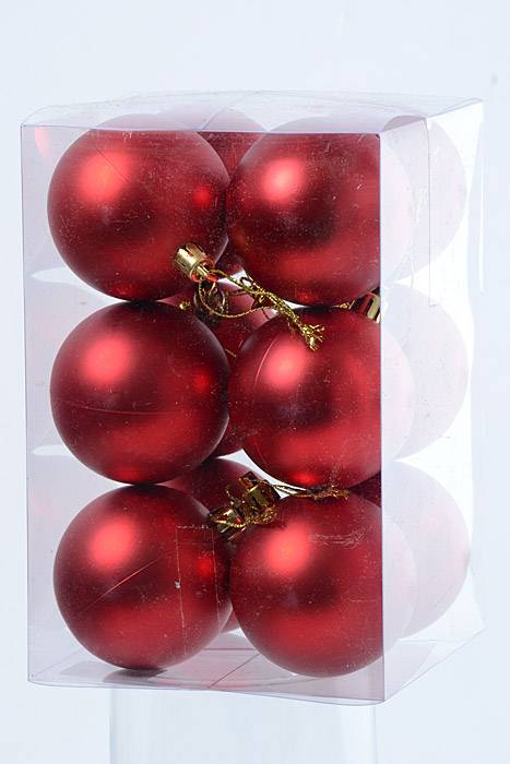 2.25" Matt Plastic Ball Red Pkg/12 - Image 2