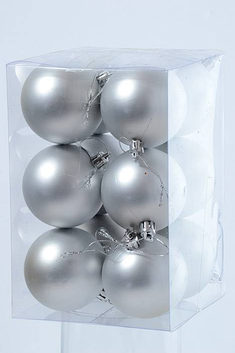 2.25" Matte Plastic Ball Silver Pkg/12 - Image 2