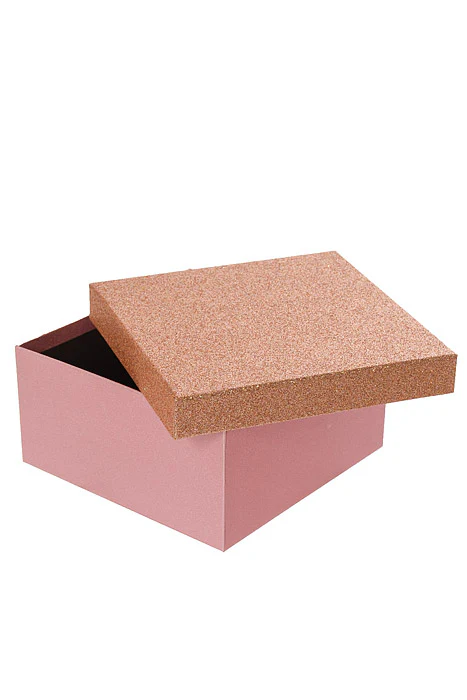 2.5" / 3" / 3.75" Square Gift Box With Glitter Lid Pink/Rose Gold - Image 2