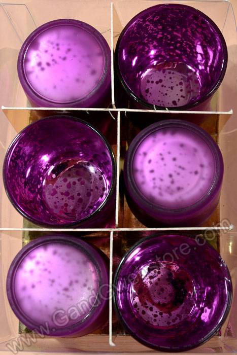 2.5" Frosted Mercury Glass Votive Holder Purple Pkg/6 - Image 2