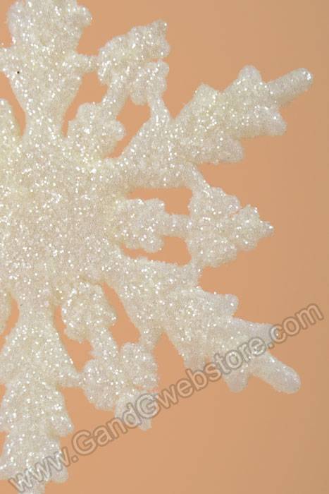 2.5" Glitter Snow Flake Ornament White Pkg/12 - Image 2
