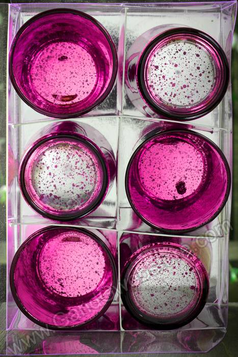 2.5" Mercury Glass Votive Holder Fuchsia Pkg/6 - Image 2
