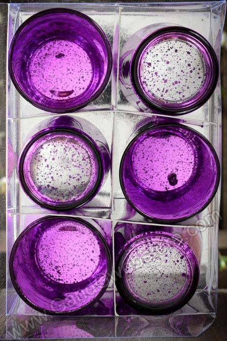 2.5" Mercury Glass Votive Holder Purple Pkg/6 - Image 2