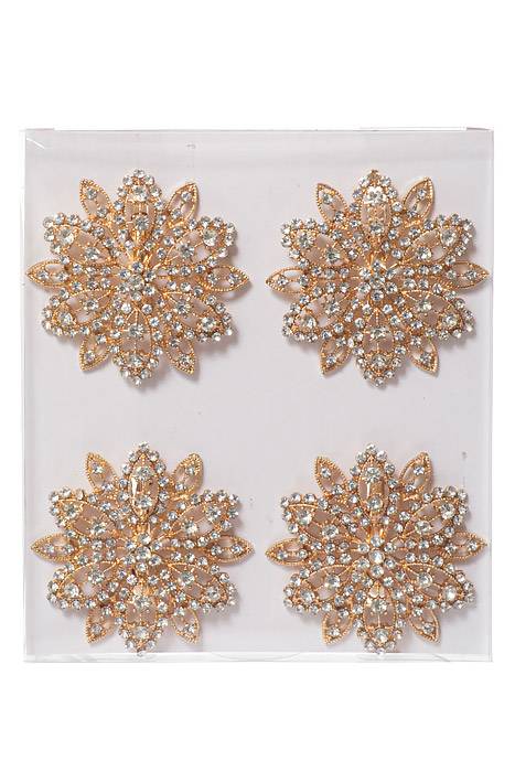 2.5" Rhinestone Napkin Holder Gold Pkg/4 - Image 2
