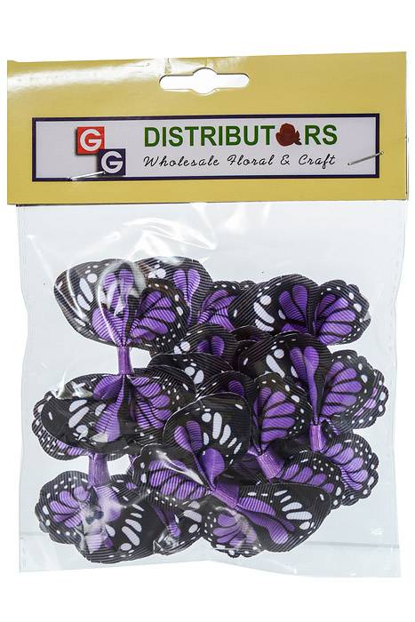2.5" Ribbon Butterfly Grape/black Pkg/12 - Image 2