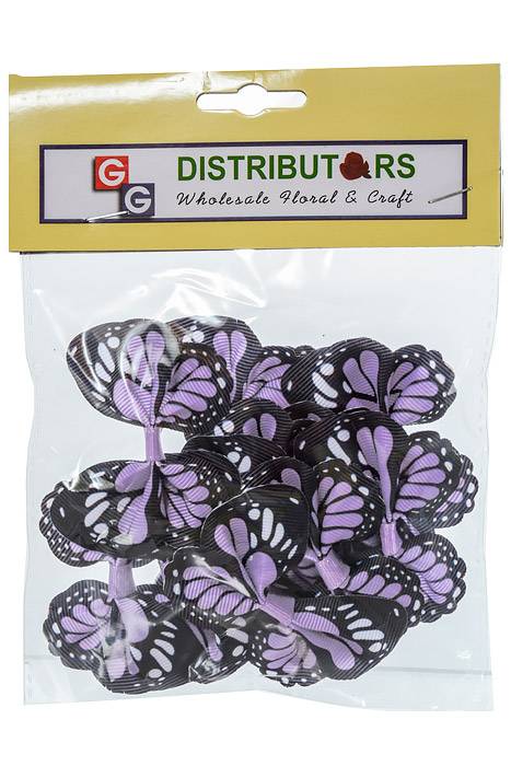 2.5" Ribbon Butterfly Light Orchid/black Pkg/12 - Image 2