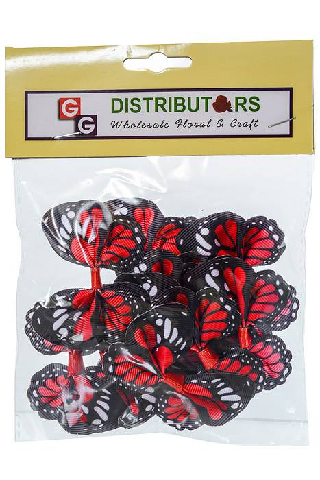 2.5" Ribbon Butterfly Poppy Red/black Pkg/12 - Image 2