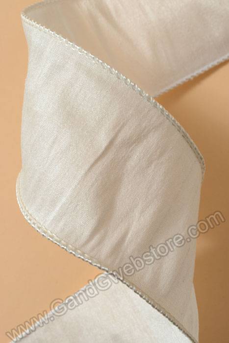 2.5" X 10yds Wired Anisha Ribbon Ivory - Image 2