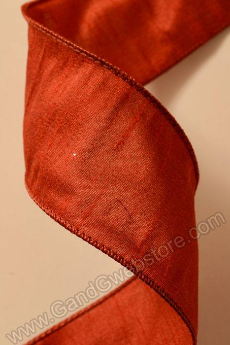 2.5" X 10yds Wired Anisha Ribbon Rust - Image 2