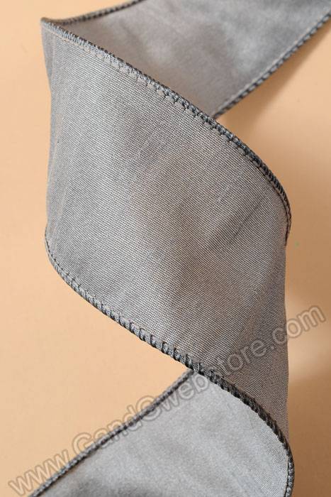 2.5" X 10yds Wired Anisha Ribbon Silver - Image 2