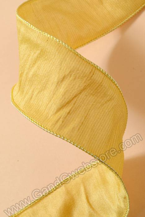 2.5" X 10yds Wired Anisha Ribbon Soft Gold - Image 2