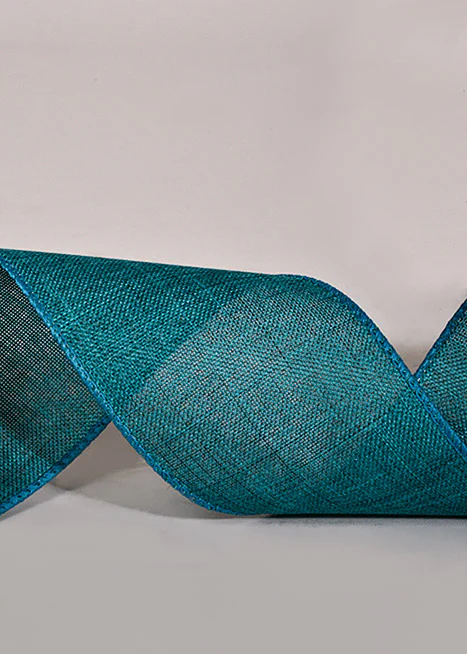 2.5" X 10Yds Wired Poly Linen Ribbon Teal