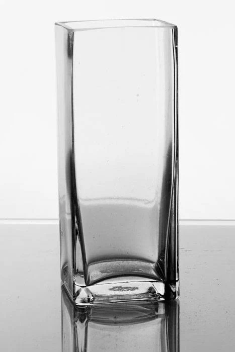 2.5" X 2.5" X 6" Square Glass Vase Clear