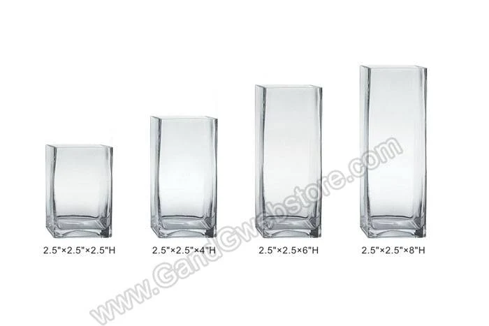 2.5" X 2.5" X 6" Square Glass Vase Clear - Image 2