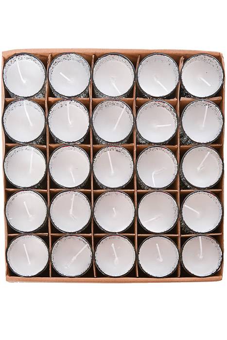 2.5" X 2" Mercury Glass Votive W/candle Silver Pkg/25 - Image 2