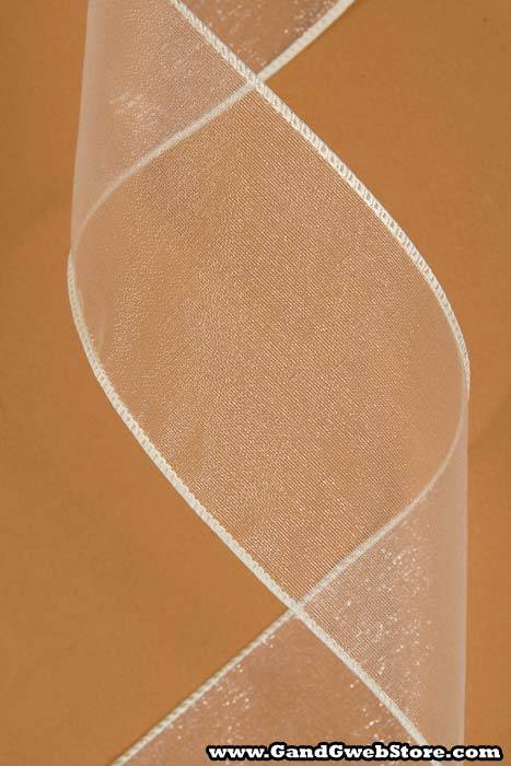 2.5" X 50yds Wired Sheer Spring Ribbon Ivory #40 - Image 2