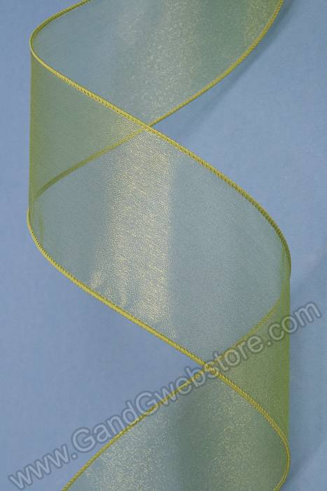 2.5" X 50yds Wired Sheer Spring Ribbon Kiwi - Image 2