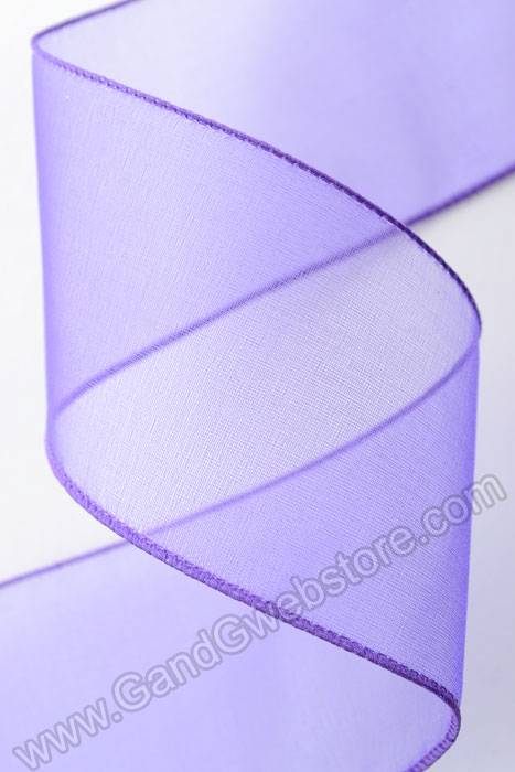 2.5" X 50yds Wired Sheer Spring Ribbon Purple #40 - Image 2