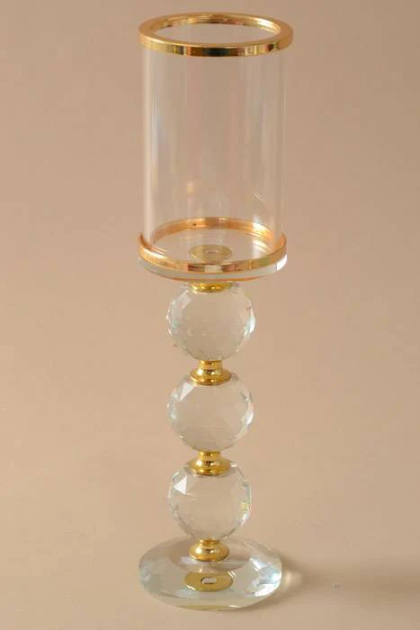 2.75" X 10.75" Crystal Candle Holder Clear Gold