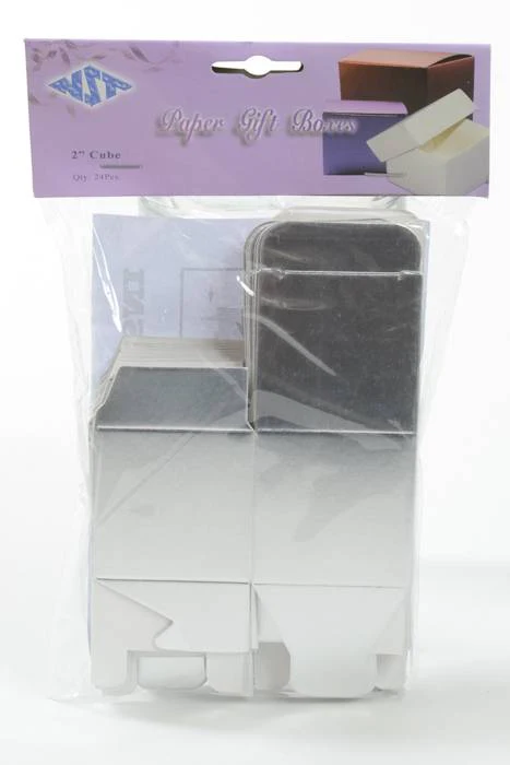 2" Cube Paper Gift Box Silver Pkg/24 - Image 2