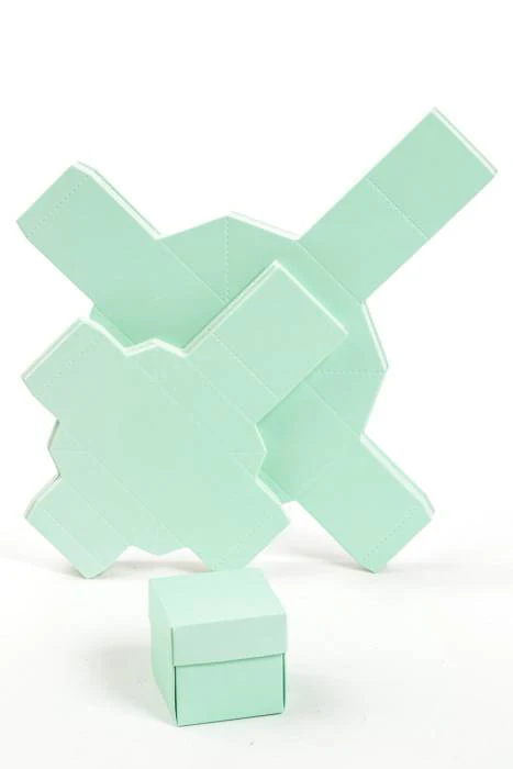 2" Cube Paper Gift Box W/lid Aqua Pkg/24 - Image 2