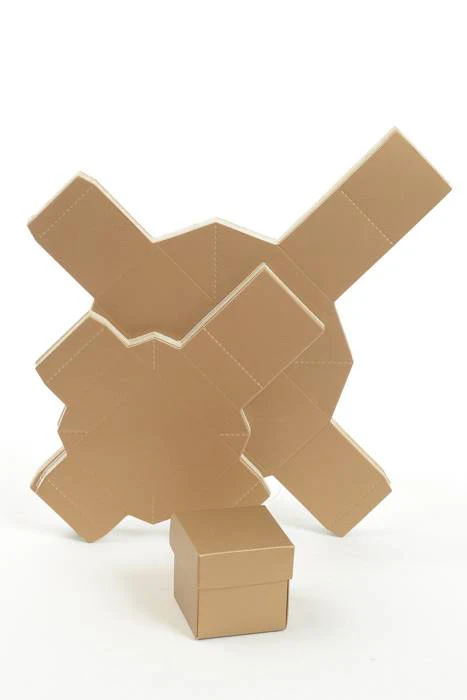 2" Cube Paper Gift Box W/lid Gold Pkg/24 - Image 2