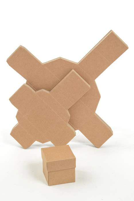 2" Cube Paper Gift Box W/lid Natural Pkg/24 - Image 2