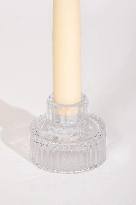 2" Reversible Glass Candle Holder Clear - Image 2