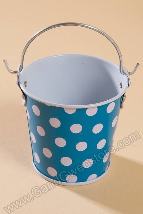 2" X 2.25" Metal Bucket W/dots Blue/white Pkg/6 - Image 2