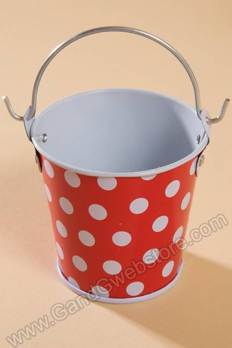 2" X 2.25" Metal Bucket W/dots Red/white Pkg/6 - Image 2