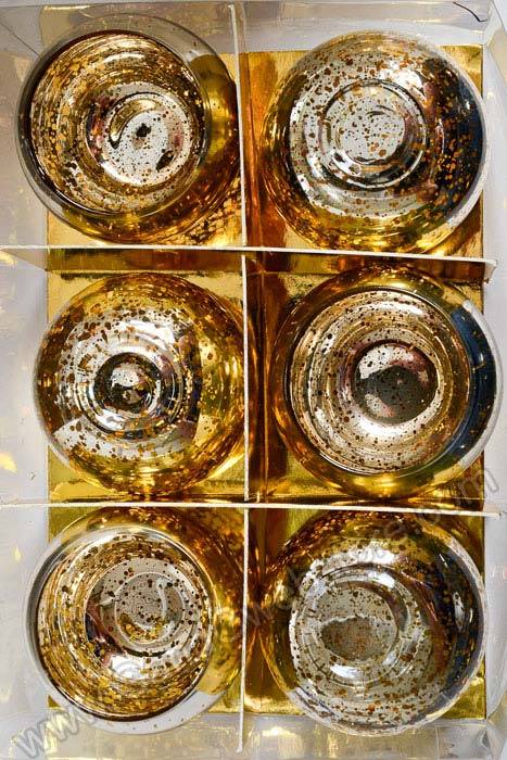 2" X 2.5" Mercury Candle Holder Gold Pkg/6 - Image 3