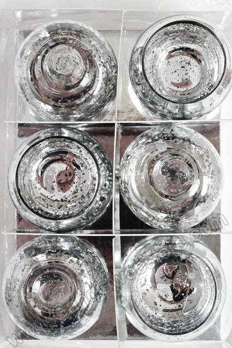2" X 2.5" Mercury Candle Holder Silver Pkg/6 - Image 3