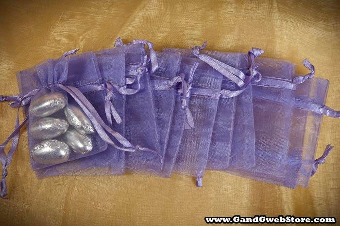 2" X 2.5" Organza Pouches Lavender Pkg/12 - Image 2