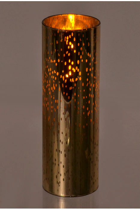2 x 5" Mercury Glass Candle Mercury Gold - Image 2