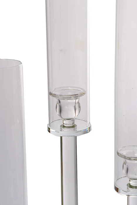 20"/28" 4 Lite Candle Holder With Glass Clear - Image 2