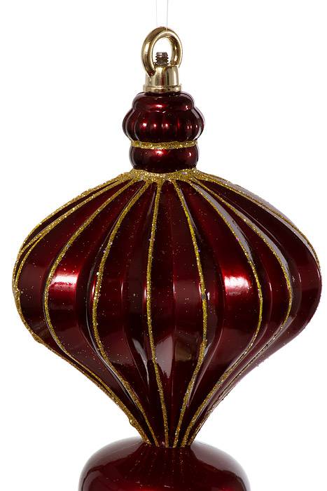 20.5" Jumbo Finial W/glitter Burgundy/gold - Image 2