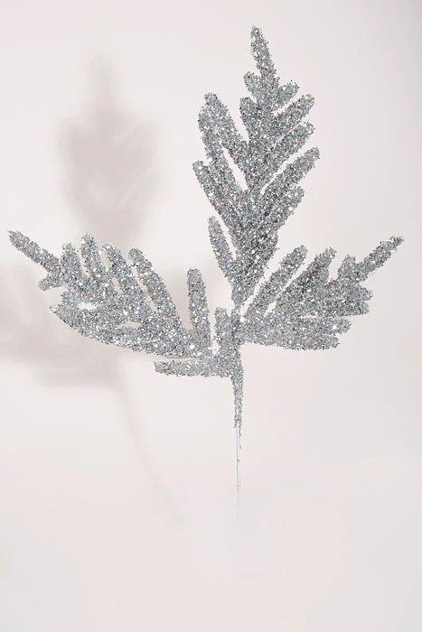 20 Glitter Fir Spray Silver Pkg/4 - Image 2