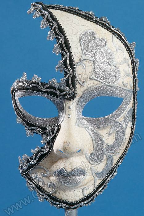20" Lady Mask W/stick White/Black/Silver - Image 2