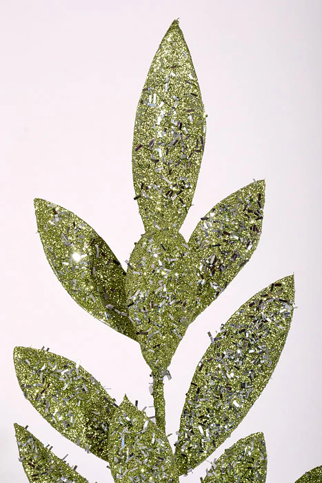 20" Metallic Glitter Laurel Spray Sage - Image 2