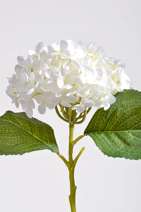 20" Silk Hydrangea Stem White - Image 2